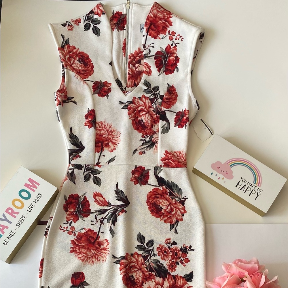 NEW DRESS WHITE WITH RED FLOWERS